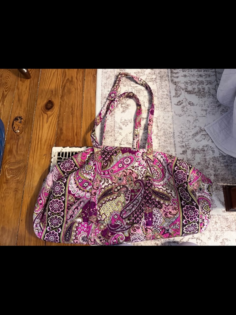 Vera Bradley Pink Purple and Cream Paisley Quilted Travel Bag